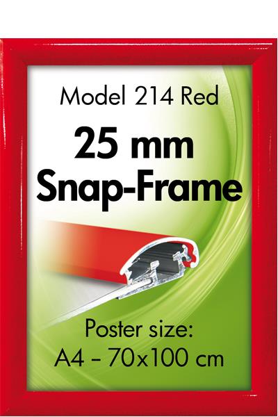 9413152  326142 Plakatramme Snap 25 mm,Rød 50 x 70 cm 